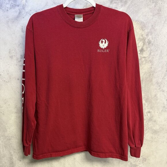 Ruger Firearms T Shirt Mens Medium 19x26 Red Long Sleeve - Picture 1 of 8
